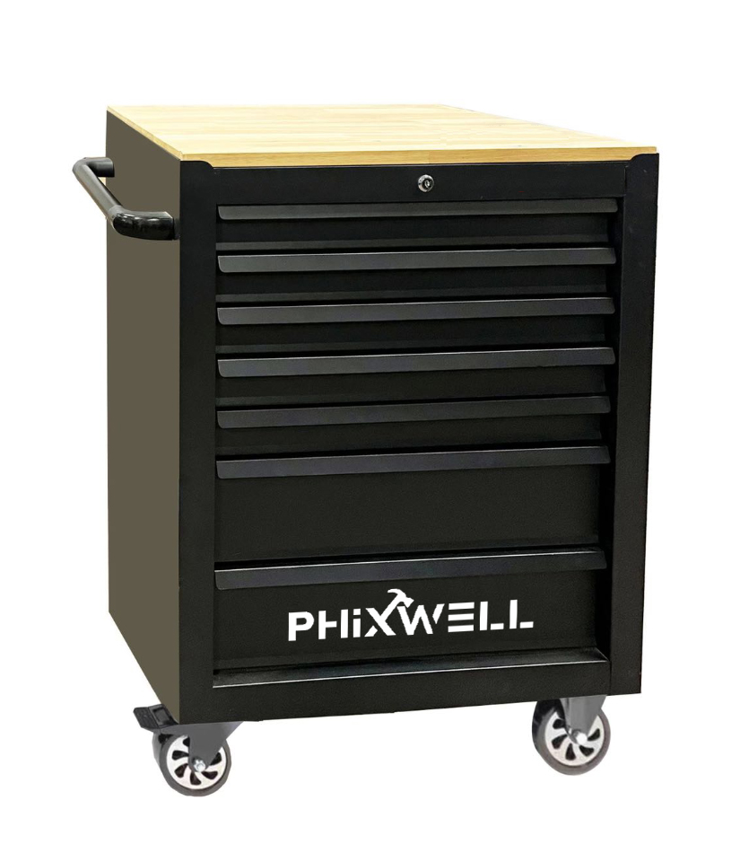 719506 PHIXWELL 7 tarraiceán comh-aireachta stórála le countertop adhmaid